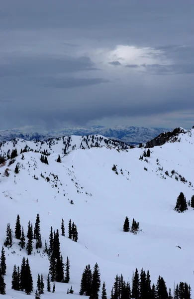 Spectacular view to the Mountains from summit of Alta ski resort in Utah Stock Picture
