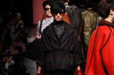 New york, ny - 6 Şubat: modelleri, rachel comey sonbahar 2013 mercedes-benz moda haftası pier 59 Studios-6 Şubat 2013 tarihinde new york City, pistin final yürümek.