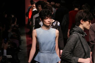 New york, ny - 6 Şubat: modelleri, rachel comey sonbahar 2013 mercedes-benz moda haftası pier 59 Studios-6 Şubat 2013 tarihinde new york City, pistin final yürümek.