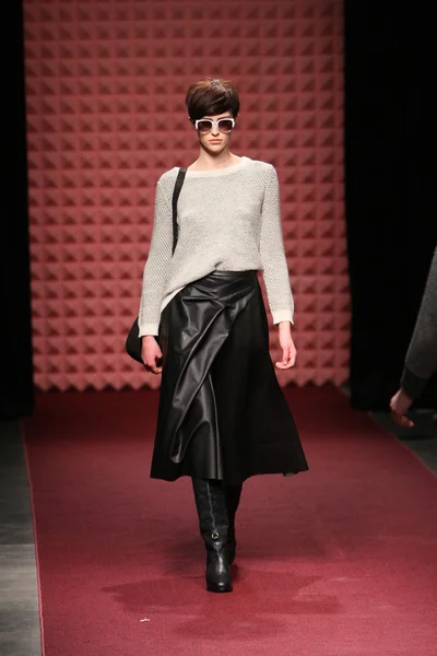 뉴욕, 뉴욕-2 월 6: 모델 레이첼 comey가 2013 메르세데스-벤츠 패션 위 크 동안 부두 59 스튜디오에서 2013 년 2 월 6 일에 뉴욕시에서에서 활주로 걸어. — 스톡 사진
