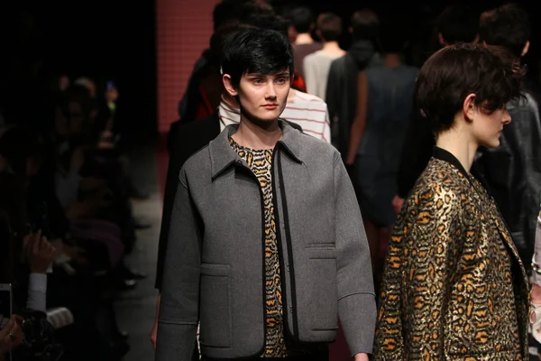 New york, ny - 6 Şubat: modelleri, rachel comey sonbahar 2013 mercedes-benz moda haftası pier 59 Studios-6 Şubat 2013 tarihinde new york City, pistin final yürümek.