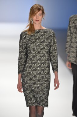 New york, ny-Şubat 07: manken tadashi shoji collection sonbahar kış 2013 mercedes-benz moda haftası üzerinde 07 Şubat 2013 yılında nyc için pist yürür.