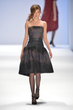 New york, ny-Şubat 07: manken tadashi shoji collection sonbahar kış 2013 mercedes-benz moda haftası üzerinde 07 Şubat 2013 yılında nyc için pist yürür.