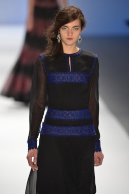 New york, ny-Şubat 07: manken tadashi shoji collection sonbahar kış 2013 mercedes-benz moda haftası üzerinde 07 Şubat 2013 yılında nyc için pist yürür.