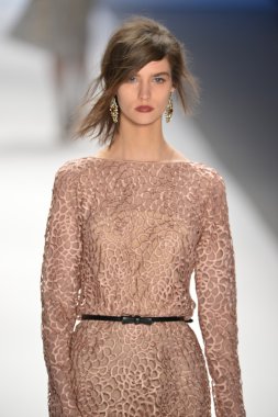 New york, ny-Şubat 07: manken tadashi shoji collection sonbahar kış 2013 mercedes-benz moda haftası üzerinde 07 Şubat 2013 yılında nyc için pist yürür.