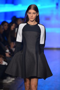 New york, ny - Şubat 10: manken dkny pist 2013 moda show mercedes-benz moda haftası sırasında 10 Şubat'ta, 2013 nyc sonbahar kış yürür..