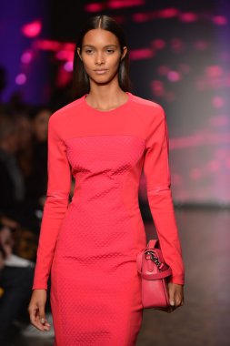 New york, ny - Şubat 10: manken dkny pist 2013 moda show mercedes-benz moda haftası sırasında 10 Şubat'ta, 2013 nyc sonbahar kış yürür..