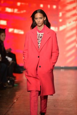 New york, ny - Şubat 10: manken dkny pist 2013 moda show mercedes-benz moda haftası sırasında 10 Şubat'ta, 2013 nyc sonbahar kış yürür..