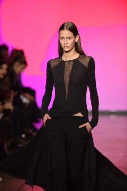 New york, ny - Şubat 10: manken dkny pist 2013 moda show mercedes-benz moda haftası sırasında 10 Şubat'ta, 2013 nyc sonbahar kış yürür..