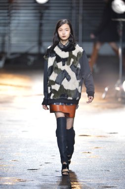 New york, ny - 11 Şubat: 3.1 phillip lim sonbahar 2013 moda show üzerinde 11 Şubat 2013 mercedes-benz moda haftası sırasında new york city'de pist model yürür.