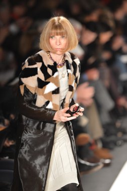 New york, ny - 11 Şubat: Amerikan vogue anna wintour, caroline herrera sonbahar kış 2013 moda genel yayın yönetmeni nyc 11 Şubat'ta, 2013 mercedes-benz moda haftası sırasında göstermek.
