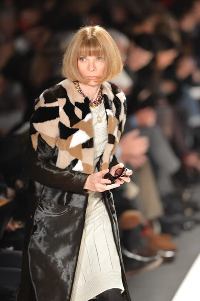New york, New York - február 11: főszerkesztője az amerikai vogue anna wintour, a caroline herrera őszi-téli 2013 divat megjelenítése során a mercedes-benz FashionWeek február 11-én 2013-as nyc. — Stock Fotó