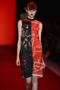 New york, ny - Şubat 10: manken vivienne tam pist 2013 moda show mercedes-benz moda haftası sırasında 10 Şubat'ta, 2013 nyc sonbahar kış yürür..