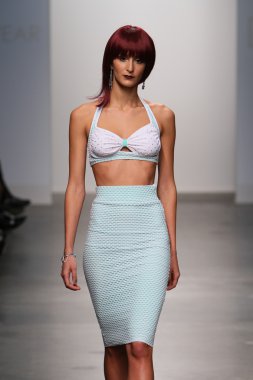 New york - 13 Şubat: dos için pist yürür model caras mayo koleksiyonu pier 59 Studios nolcha moda haftası 13 Şubat 2013 tarihinde new York'ta