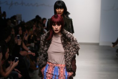 New york - 13 Şubat: modelleri tess için pist finale yürüyor üzerinde 13 Şubat 2013 nolcha moda haftasında johnson koleksiyonu new york City-pier 59 Studios