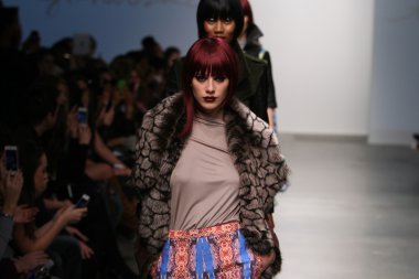 New york - 13 Şubat: modelleri tess için pist finale yürüyor üzerinde 13 Şubat 2013 nolcha moda haftasında johnson koleksiyonu new york City-pier 59 Studios