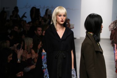 New york - 13 Şubat: modelleri tess için pist finale yürüyor üzerinde 13 Şubat 2013 nolcha moda haftasında johnson koleksiyonu new york City-pier 59 Studios