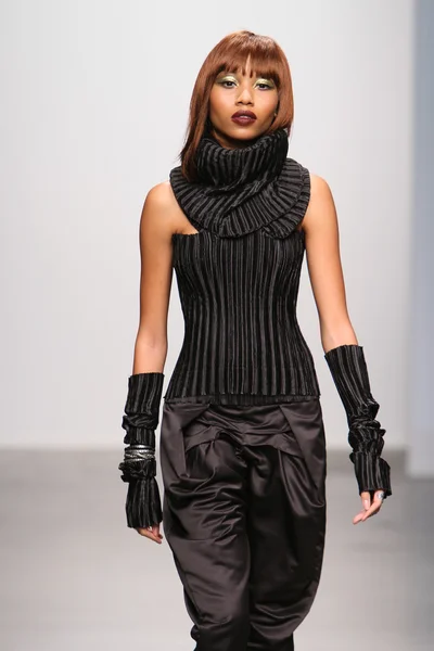 ニューヨーク - 2 月 13 日: モデルは mikailee アルトン コレクション桟橋 59 スタジオ nolcha ファッションウィーク 2013 年 2 月 13 日にニューヨーク市での滑走路を歩く — ストック写真