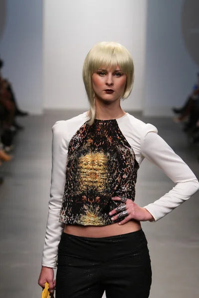 New york - 13 Şubat: model mikailee alton koleksiyonu için pier 59 Studios nolcha moda haftası 13 Şubat 2013 tarihinde new York'ta pist yürür