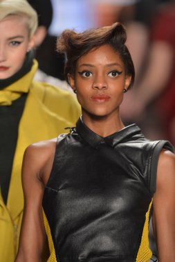 New york - Şubat 08: modelleri, proje pist sonbahar kış 2013 moda gösterisi 8 Şubat 2013 mercedes-benz moda haftası new York'ta pistin final yürümek.