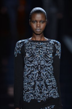 New york - Şubat 08: manken nicole miller sonbahar kış 2013 koleksiyon 8 Şubat 2013 mercedes-benz moda haftası new York'ta pist yürür.