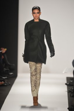 New york - Şubat 08: bir model sanat Üniversitesi sonbahar kış 2013 defile mercedes-benz moda haftası 8 Şubat 2013 tarihinde new York'ta akademisinde pist yürür