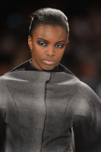 NEW YORK - FEBRUARY 08: A model walks the runway at the Academy of Art University Fall Winter 2013 Fashion Show during Mercedes-Benz Fashion Week on February 8, 2013 in New York City — Stock Photo, Image