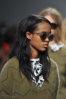 New york, ny - 11 Şubat: model 2013 defile pier 59-11 Şubat 2013 tarihinde new York'ta mercedes-benz moda haftası sırasında karen walker Güz, pist yürür