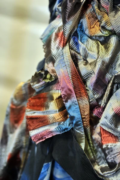 NEW YORK, NY - SEPTEMBER 08: A closeup view of dresses and fabrics backstage at the Katya Leonovich show during Spring 2013 Mercedes-Benz Fashion Week at The Studio Lincoln Center — Stock Photo, Image