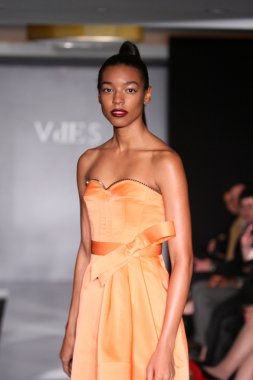 New york - Şubat 10: manken victor de souza koleksiyonu için pist strand hotel mercedes-benz moda haftası 10 Şubat 2013 tarihinde new York'ta yürür