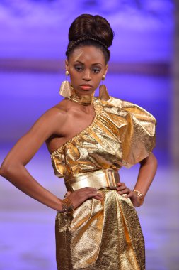 New York - 15 Şubat: Tyrell Mason moda pist Couture moda haftası 15 Şubat 2013 tarihinde The New Yorker Hotel New York City, A Model yürüyüşler