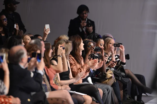 NEW YORK - FEBRUARY 15: in front raw at the runway during Catalin Botezatu fashion show at The New Yorker Hotel during Couture Fashion Week on February 15, 2013 in New York City — Stock Photo, Image