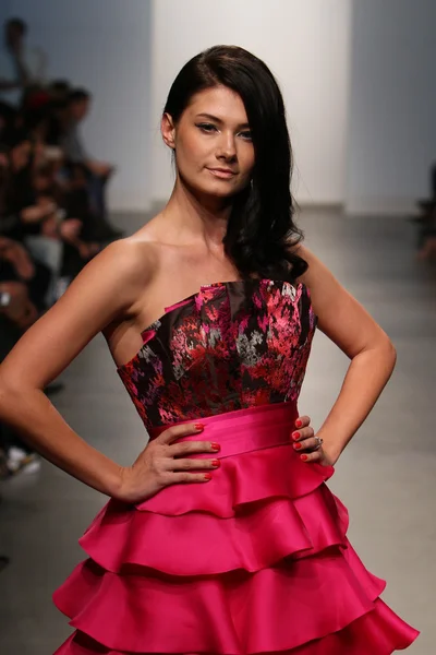 NOVA IORQUE - FEVEREIRO 13: Um modelo caminha pista para Diana Simaan show no Pier 59 durante Nolcha Fashion Week em fevereiro 13, 2013 em Nova York — Fotografia de Stock