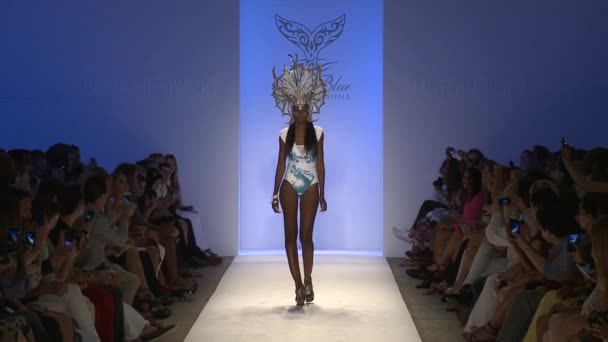 MIAMI - JULHO 19: Modelo caminha pista na Coleção Lisa Blue Swim para Primavera Verão 2013 — Vídeo de Stock