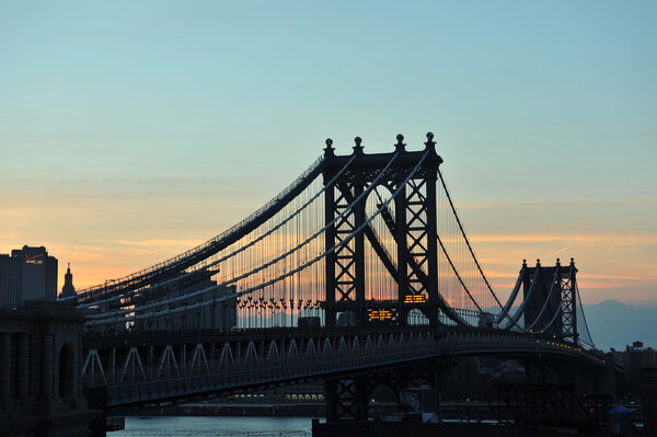 Metal bridge at sunset time in NYC
