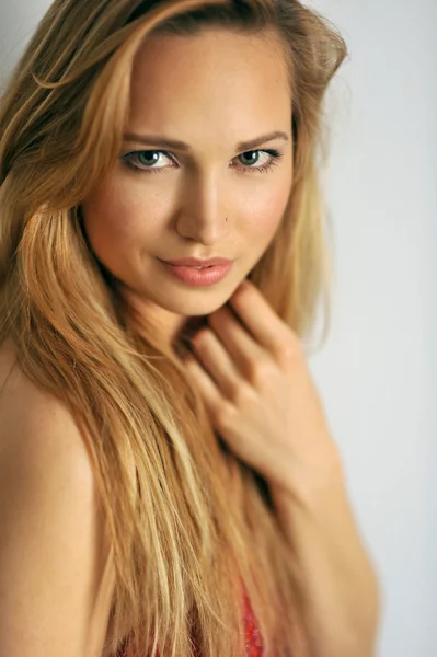 Close up portrait of young Slavic model with minimum makeup — Stock Photo, Image