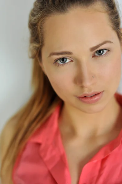 Closeup portrait of young Slavic model with minimum makeup Stock Picture