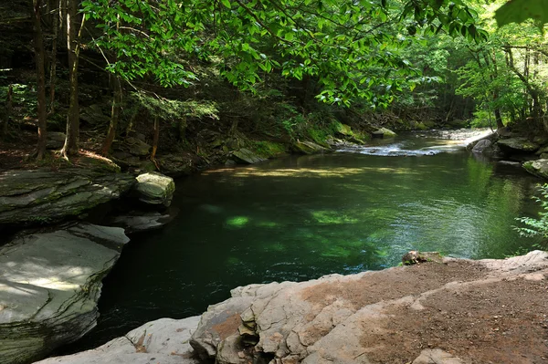 Fiume di montagna con acqua verde blu — Foto Stock