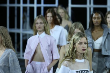 Models walk runway finale at Alexander Wang show
