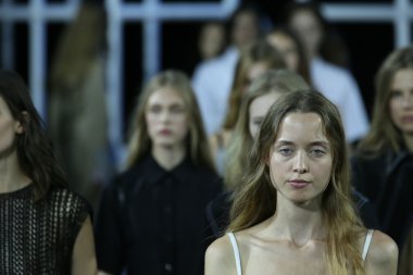 Models walk runway finale at Alexander Wang show