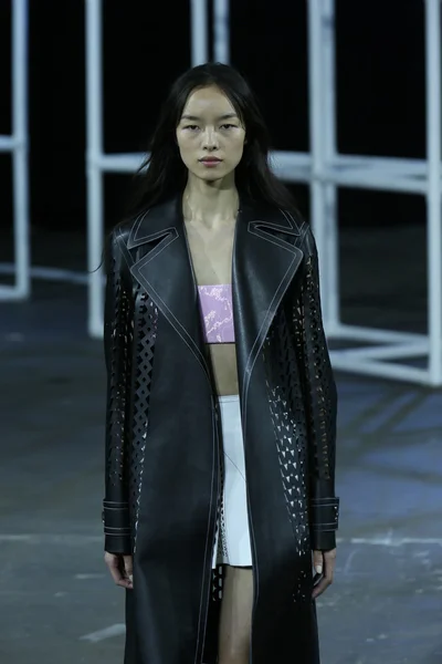 Model loopt de start-en landingsbaan op alexander wang show — Stockfoto