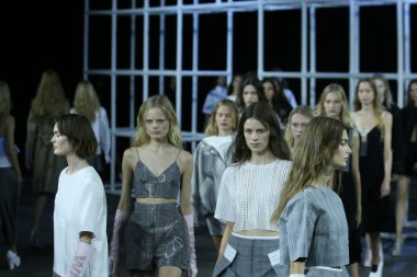 Models walk runway finale at Alexander Wang show