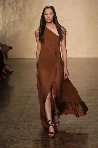 Modelo camina por la pasarela en Donna Karan show —  Fotos de Stock