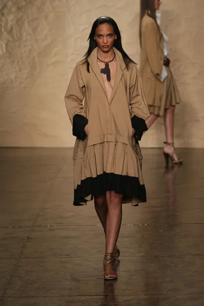 Modelo camina en Donna Karan desfile de moda — Foto de Stock