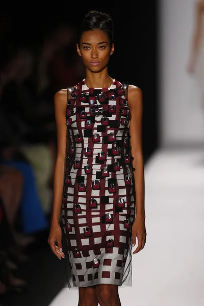 Model leidt de landingsbaan op de carolina herrera show — Stockfoto