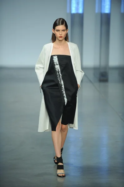 Modelo camina en Helmut Lang desfile de moda —  Fotos de Stock