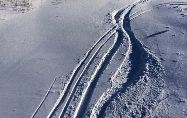 Piste da sci sulla neve fresca — Foto Stock