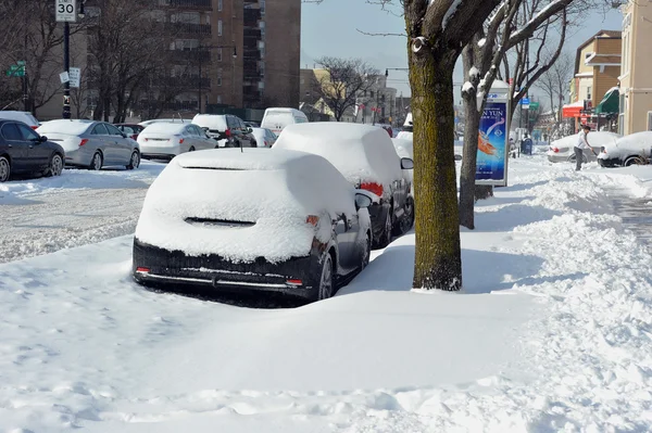 Streets in Brooklyn after snow storm — Stock Photo, Image