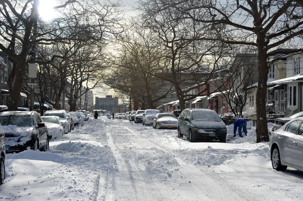 сніг на вулицях Нью-Йорка