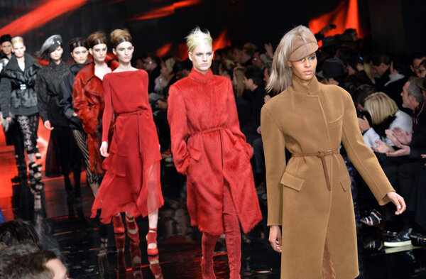 Models walk runway at Donna Karan New York